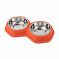 Load image into Gallery viewer, Double Stainless Steel Set with Hexagonal Non-Spill Base Food And Water Bowl
